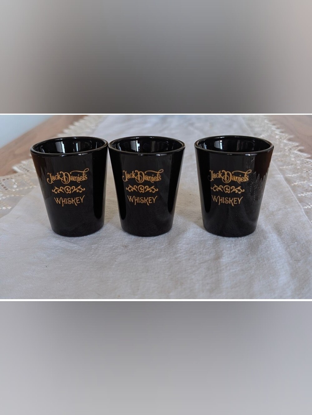 VTG Jack Daniel’s Black & Gold Shot Glasses - Set of 3 (Libbey Glass)